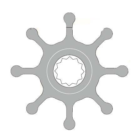 Impeller lapátkerék 65,0 × 50,8 mm – 16 mm sokfogú tengely (nitril)