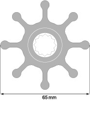Impeller lapátkerék 65,0 × 50,8 mm – 16 mm sokfogú tengely (MC97/neoprén)