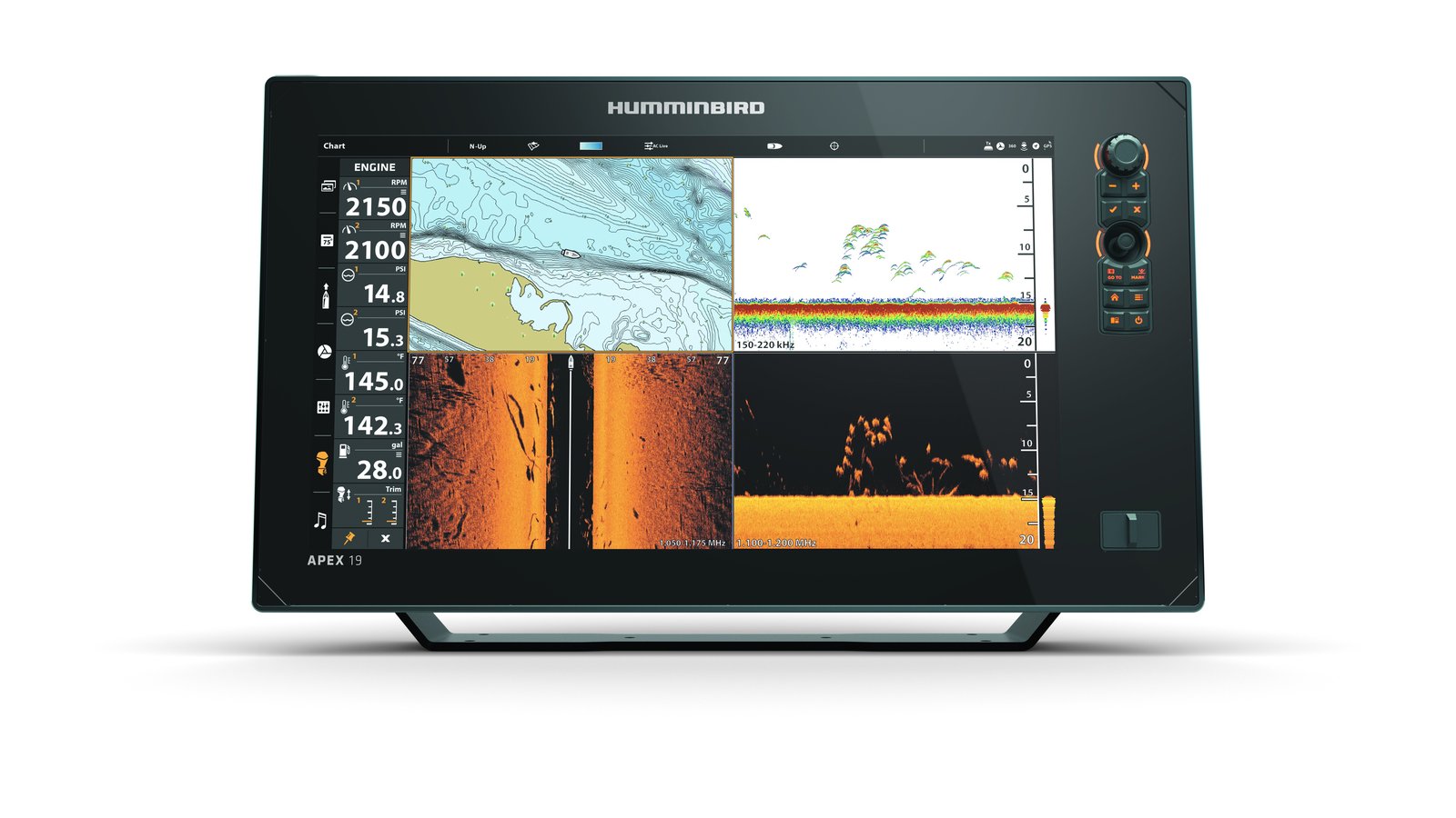 Humminbird APEX 19 MEGA SI+ GPS halradar (jeladó nélkül, CHO)