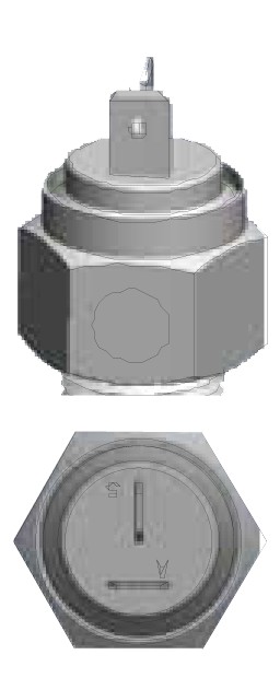 KUS hűtővíz hőmérséklet-jeladó (III. típus, riasztásos, max 120 °C) – Menet M16×1,5 (riasztás 107 °C)