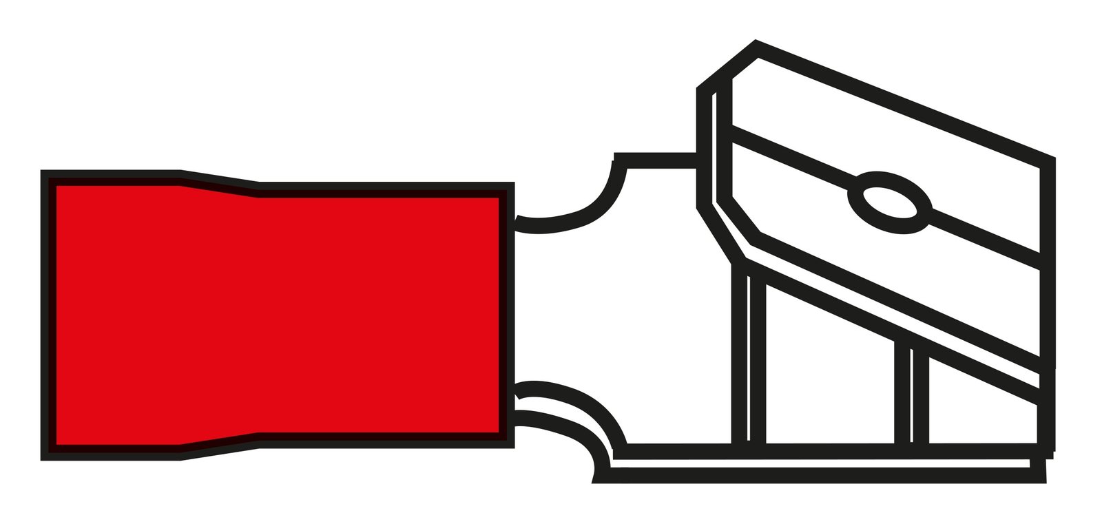 Dupla lapos csúszósaru / elosztóhüvely – 6,3 mm, piros (0,5–1,5 mm²)