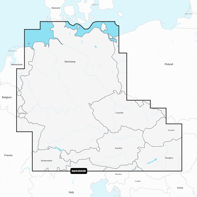 Térképkártya Navionics+ Regular NAEU060R – Németország, Ausztria, Csehország és ÉNy-Magyarország
