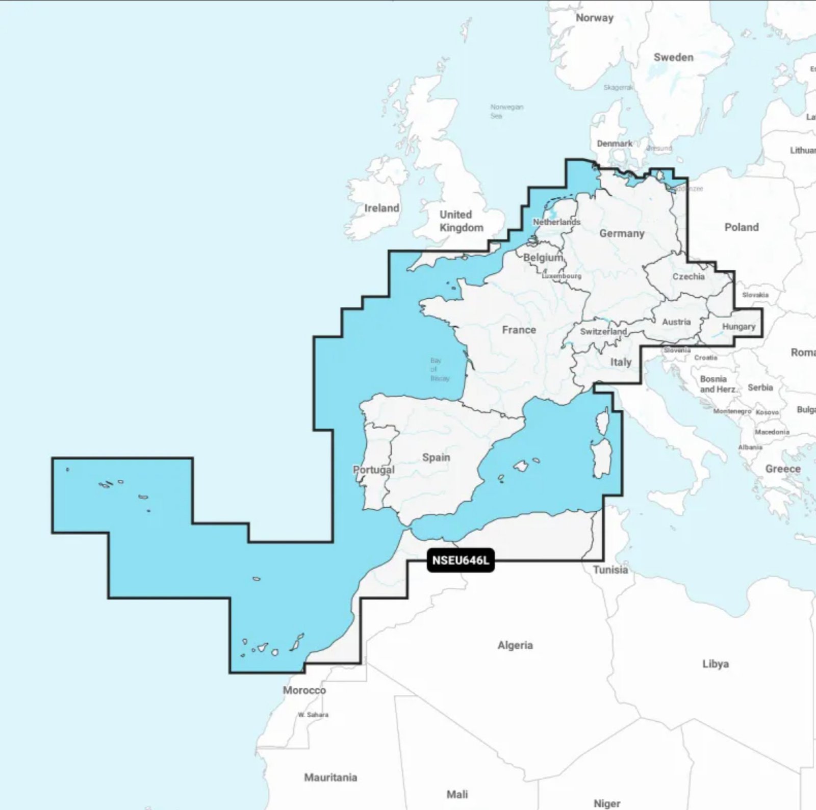 Térképkártya Navionics Platinum+ Large NPEU646L – Közép- és Nyugat-Európa