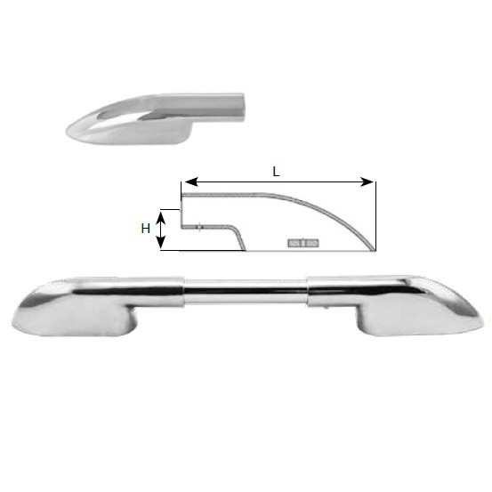 Reling cső végdarab – 22mm 38mm 171mm