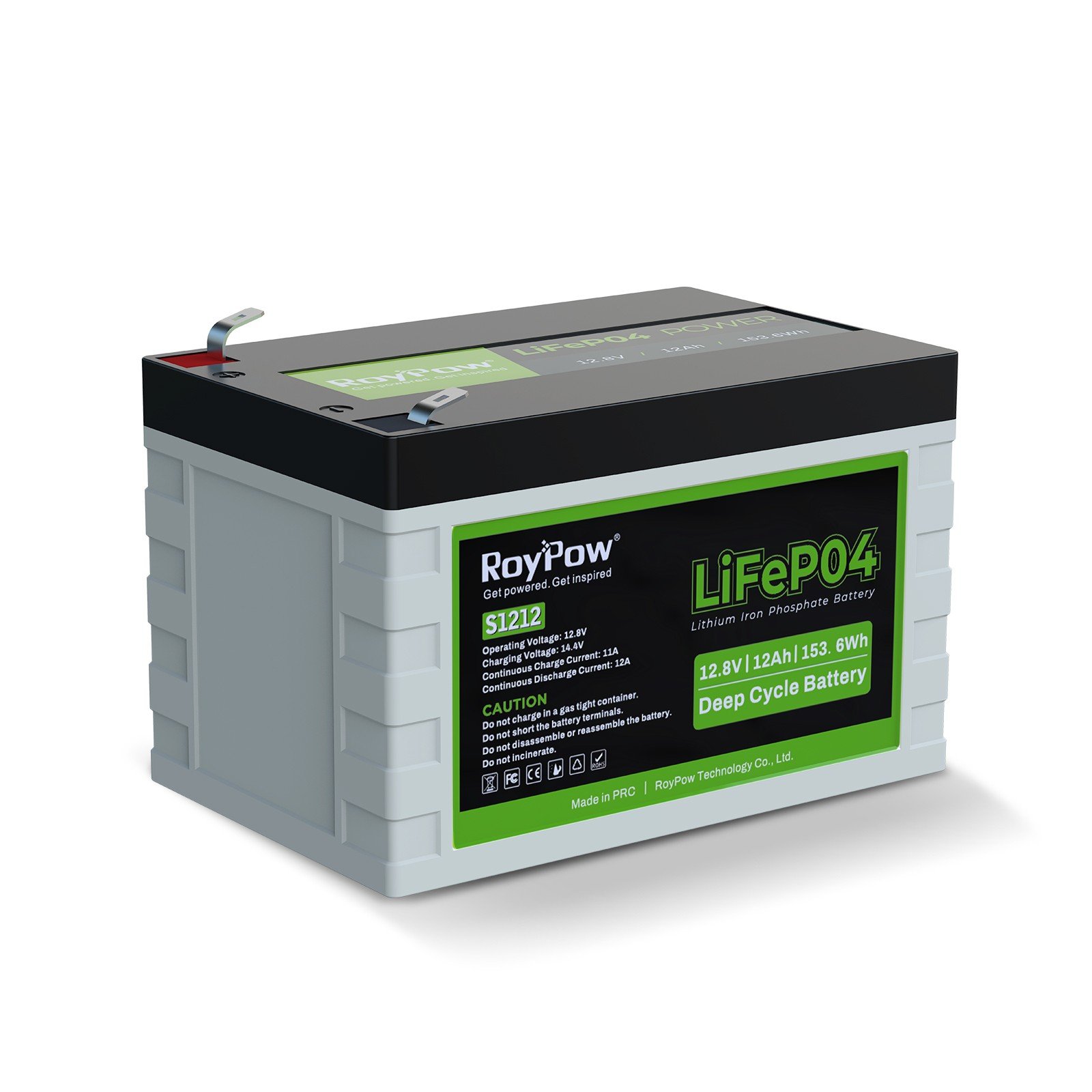 RoyPow LiFePO4 akkumulátor S-széria IP65 – 12V / 12 Ah / max. 12 A